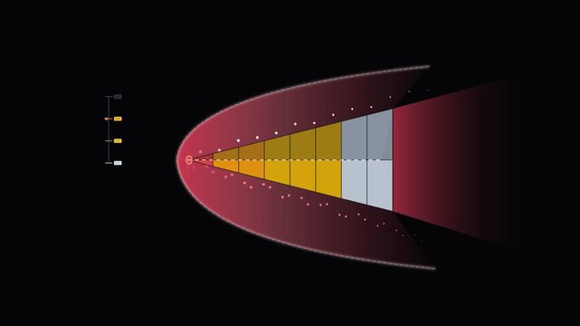 Abstract aerodynamic shock wave cone diagram with sonic boom pressure visualization
