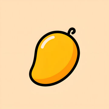Mango fruit vector illustration, simple flat design icon with bold outline on a solid background