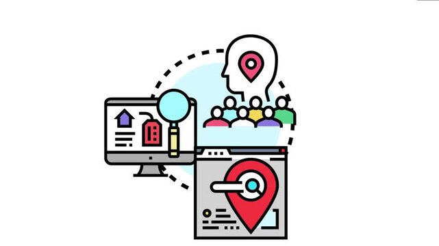 Neighborhood search marketing concept digital promotion focusing on local businesses, reaching nearby audiences through online searches and geotargeting