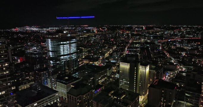 Portland Oregon Aerial v118 fly around hotel construction block between SW 10th Avenue and Washington Street, panoramic views of downtown cityscape - Shot with Mavic 3 Cine - August 2022