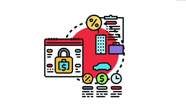 Financial strategy diagram a temporary funding solution involving secured assets, payment schedules, and interest rates for business operations and personal acquisitions
