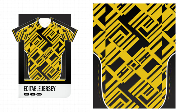 Black and Yellow Soccer Jersey with Geometric Pattern