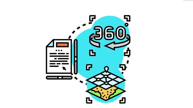 Digital interface components including 360 degree viewing, online document interaction, and layered map data visualize advanced navigation concepts and virtual experiences