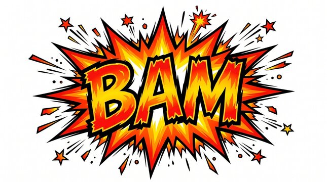 Colorful comic book style explosion graphic with the word Kapow written in bold letters.