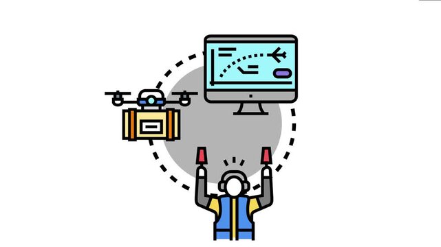 Air traffic controller managing drone flight paths within controlled airspace using a computer system for safe navigation and efficient delivery operations