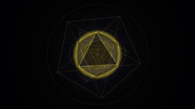 Sacred geometric patterns of nested pentagons and circles create a mesmerizing looping animation.