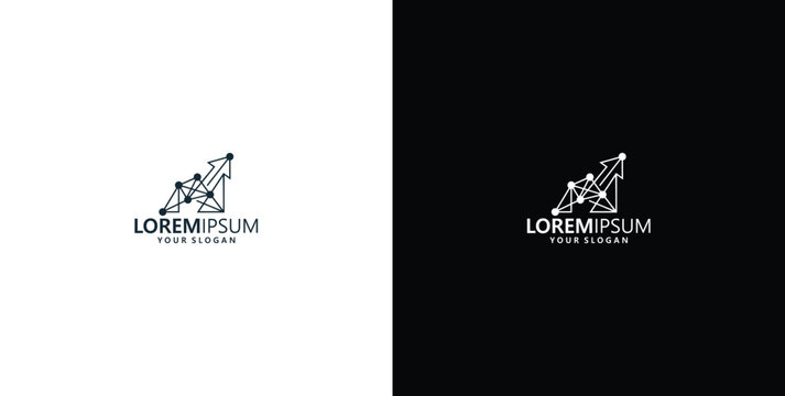 Professional network growth arrow logo design symbolizing business success data connectivity and innovative technology concept for corporate identity
