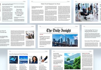 Newspaper Presentation Template, Editorial Slide Deck with Classic Typography & Column Layouts for News, Journalism & Publishing