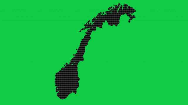 Norway black cells effect map pop animation green background