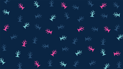 Fototapeta premium Neon colors dead tree pattern on blue background