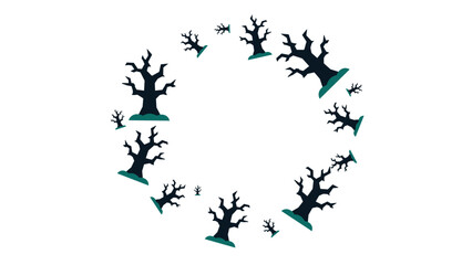 Fototapeta premium Wreath frame with dead tree symbols isolated template