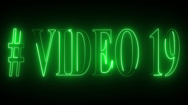 VIDEO - 19 text font with neon light . Video Neon Text advertisement promo animation video with dark background . Glowing neon text animation.