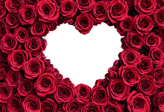 Beautiful red roses arranged in heart shape for romantic decoration