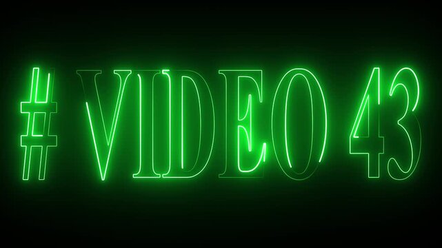 VIDEO - 43 text font with neon light . Video Neon Text advertisement promo animation video with dark background . Glowing neon text animation.