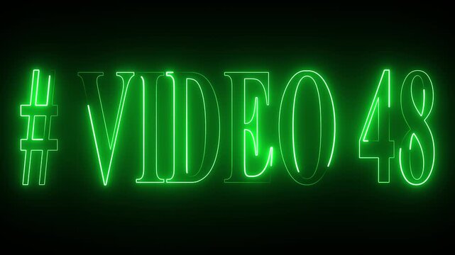 VIDEO - 48 text font with neon light . Video Neon Text advertisement promo animation video with dark background . Glowing neon text animation.