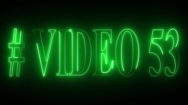 VIDEO - 53 text font with neon light . Video Neon Text advertisement promo animation video with dark background . Glowing neon text animation.