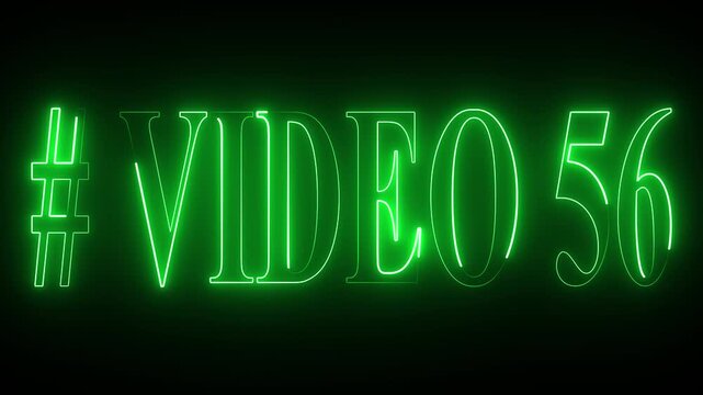 VIDEO - 56 text font with neon light . Video Neon Text advertisement promo animation video with dark background . Glowing neon text animation.