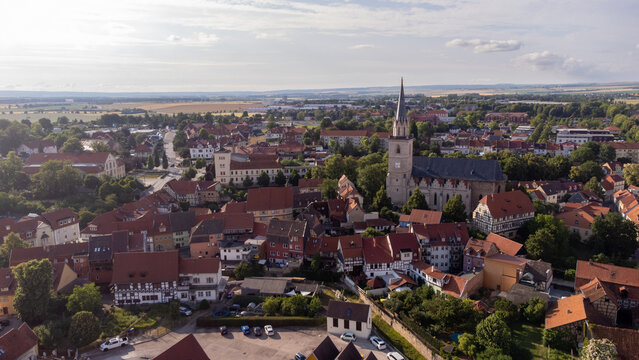 Aerial View of Historic Old Town Bad Langensalza Thuringia