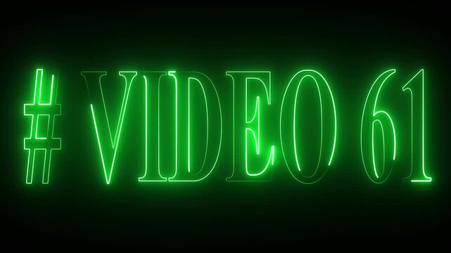 VIDEO - 61 text font with neon light . Video Neon Text advertisement promo animation video with dark background . Glowing neon text animation.