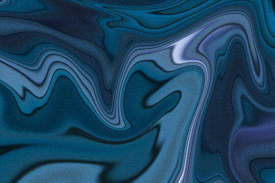 Minimalist deep teal and prussian blue backdrop with organic liquid waves and grain texture