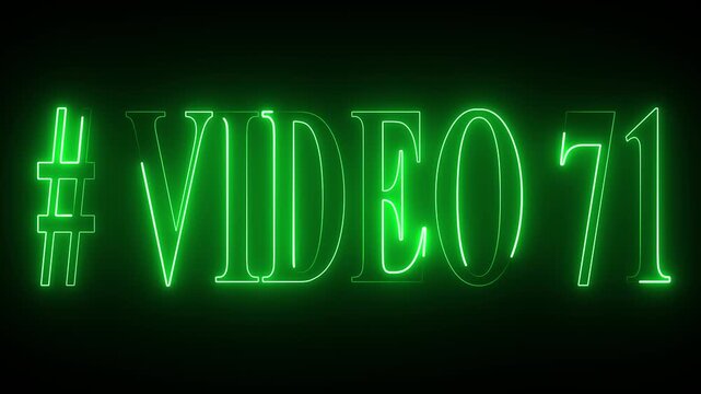 VIDEO - 71 text font with neon light . Video Neon Text advertisement promo animation video with dark background . Glowing neon text animation.
