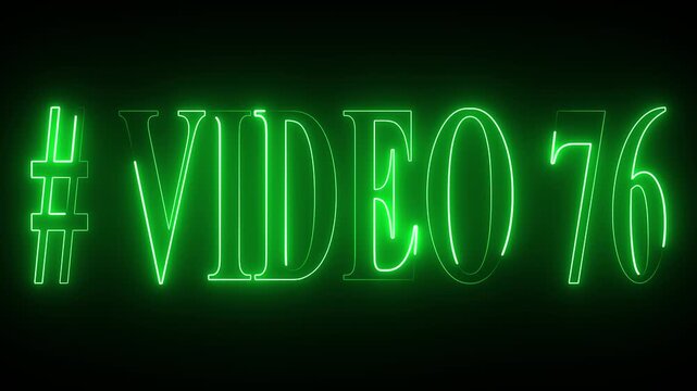 VIDEO - 76 text font with neon light . Video Neon Text advertisement promo animation video with dark background . Glowing neon text animation.