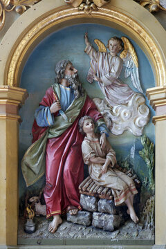 Sacrifice of Isaac, main altar in the parish church of the Sacred Heart of Jesus in Velika Pisanica, Croatia