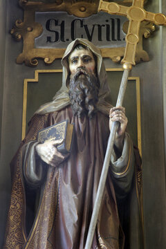 Saint Cyril, statue on the main altar in the parish church of the Sacred Heart of Jesus in Velika Pisanica, Croatia