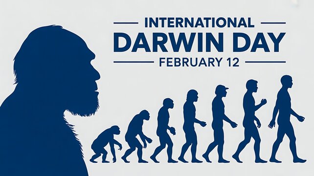 International darwin day february 12 evolution concept with human development silhouettes