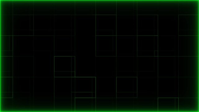 Grid border animation outlines digital matrix lines on dark space. Cyberspace perspective coordinates shift along grid border animation. Modern abstract technology forms the border.