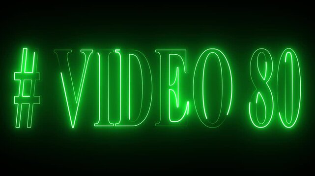 VIDEO - 80 text font with neon light . Video Neon Text advertisement promo animation video with dark background . Glowing neon text animation.
