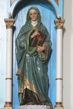 Saint Anne, statue on the altar of the Assumption of the Virgin Mary in Saint Peter parish church in Sveti Petar Cvrstec, Croatia