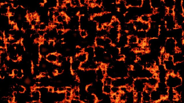 Molten texture animation swirls with fiery volcanic energy on dark. Thermal geological heat currents move across the molten texture animation. Abstract combustion motion animates texture.