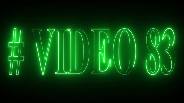 VIDEO - 83 text font with neon light . Video Neon Text advertisement promo animation video with dark background . Glowing neon text animation.
