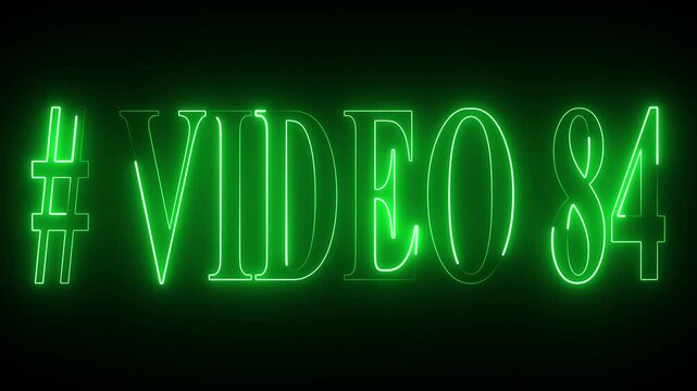 VIDEO - 84 text font with neon light . Video Neon Text advertisement promo animation video with dark background . Glowing neon text animation.