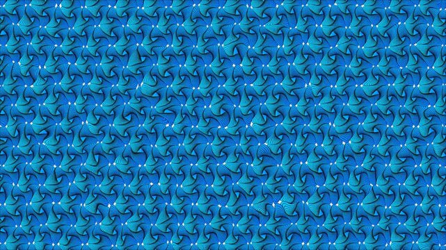 Seamless abstract geometric optical pattern in ocean blue tones