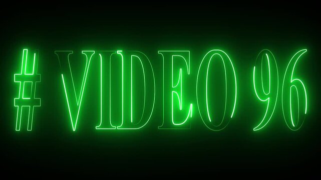 VIDEO - 96 text font with neon light . Video Neon Text advertisement promo animation video with dark background . Glowing neon text animation.