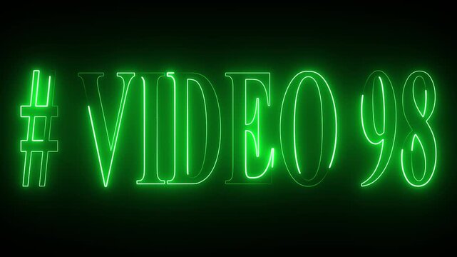 VIDEO - 98 text font with neon light . Video Neon Text advertisement promo animation video with dark background . Glowing neon text animation.