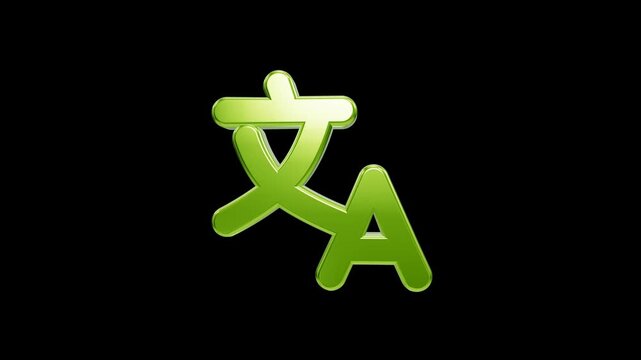 Green 3D Language Translation Icon with Chinese Character