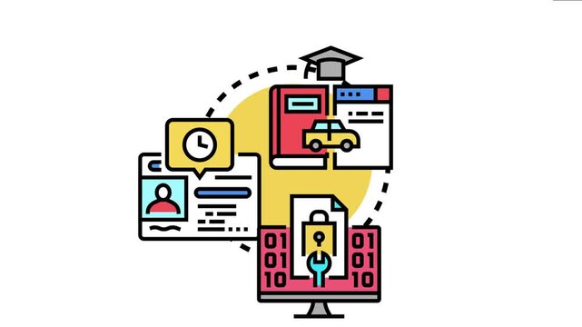 Open license artwork concept various applications, including education, personal data, and digital development, highlighting accessibility and collaboration