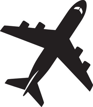 Black and White Silhouette of a Twin-Engine Propeller Aircraft