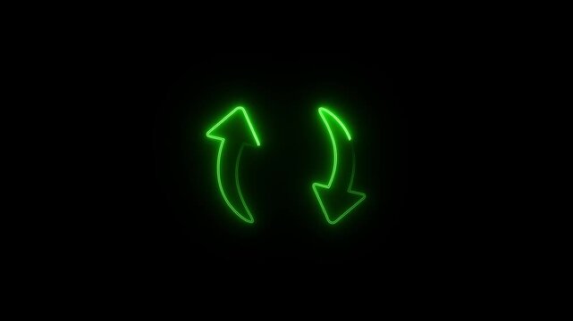 Circular arrows symbol animation rotates with glowing repeat loops. Digital refresh synchronization telemetry guides circular arrows symbol animation. System reload updates on the symbol.