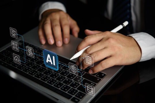 AI Technology Workflow on Laptop for Digital Innovation