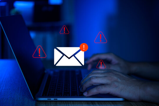 Email Security Alert on Laptop for Phishing Threat and Cyber Awareness