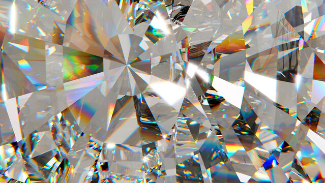 Brilliant Diamond Facets with Rainbow Reflections