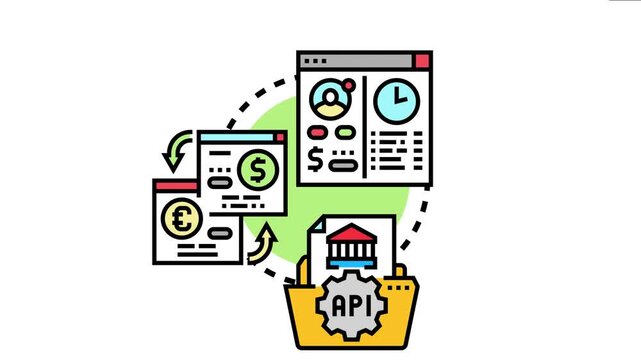 Open banking concept showing secure api access to financial information. Facilitating seamless communication between financial institutions and third party fintech platforms