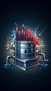 Conceptual illustration of declining oil prices and industrial economic crisis.