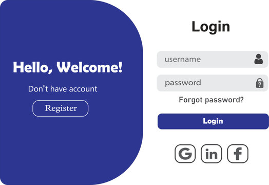 Modern website login page interface design with register button