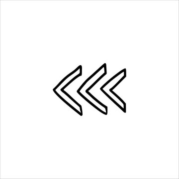 Three bold hand drawn arrows pointing left, arranged in a row and isolated on a white background.
