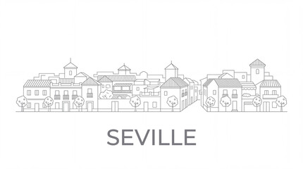 Fototapeta premium Minimalist seville city architecture line art illustration